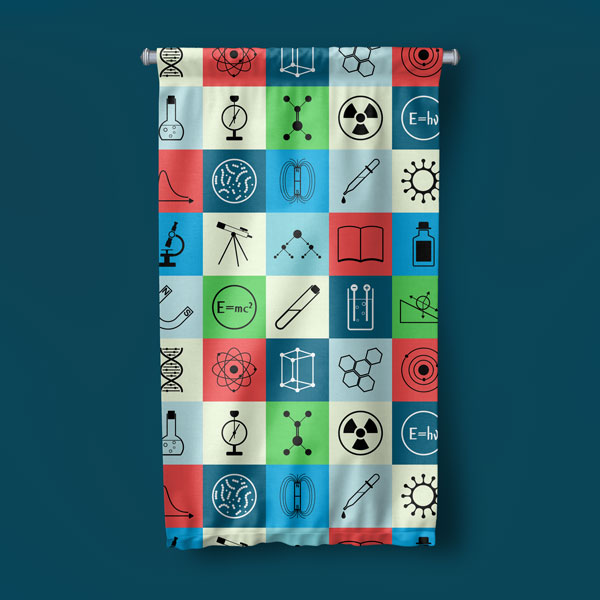 science-class-decoration-10277-04 Bilimsel Sembollü Duvar Flaması | Modern Eğitim Sınıfı Dekoru 10277-DF