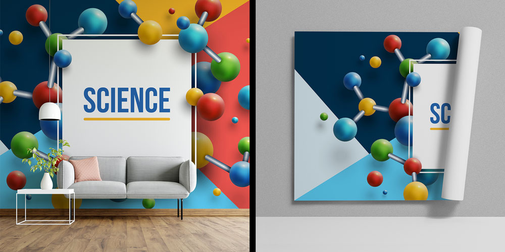 Molekül Temalı Fen Bilimleri Duvar Kağıdı - Eğitim Kurumları için Sanatsal Duvar Giydirme 10322