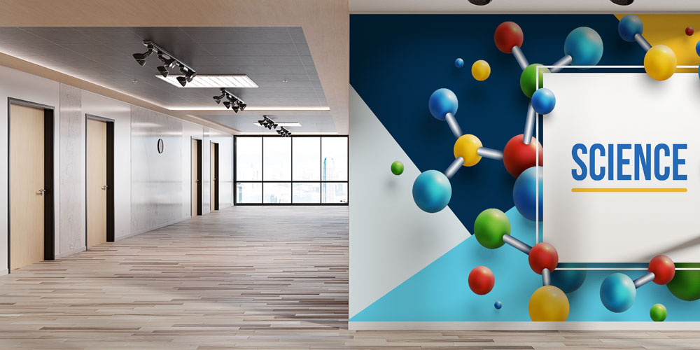 Molekül Temalı Fen Bilimleri Duvar Kağıdı - Eğitim Kurumları için Sanatsal Duvar Giydirme 10322