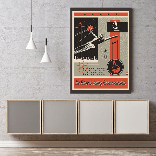 Gelecek Bilim Adamları Retro Kanvas Tablosu 10396