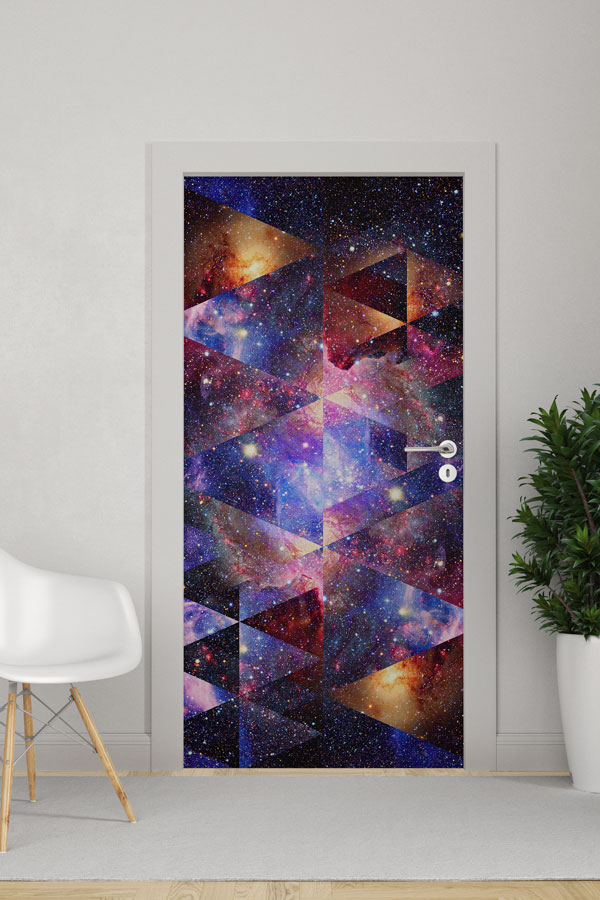 Geometrik Galaksi Temalı Kapı Giydirme 8553