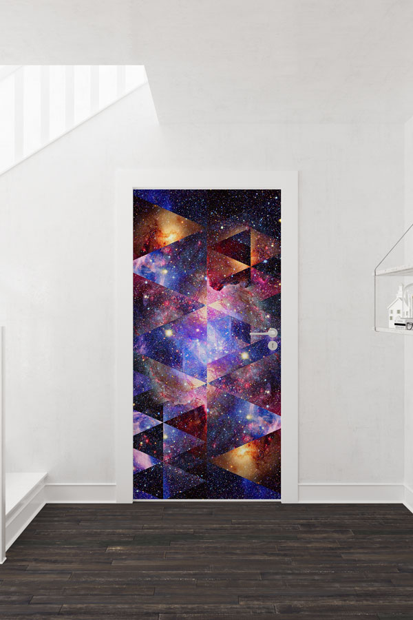 Geometrik Galaksi Temalı Kapı Giydirme 8553