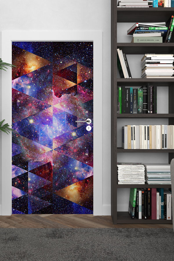 Geometrik Galaksi Temalı Kapı Giydirme 8553