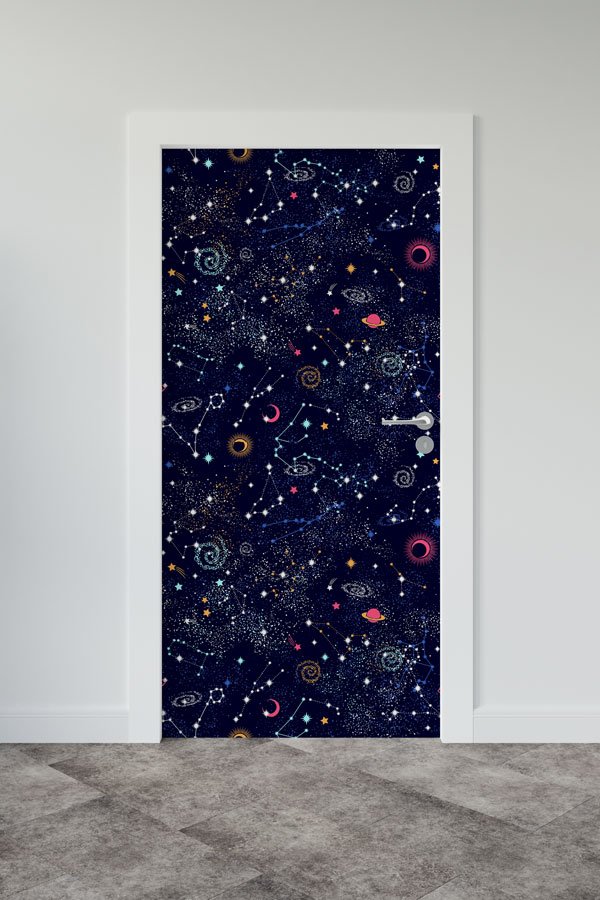 Galaksi ve Takımyıldız Temalı Okul Kapısı Giydirme - Bilim Sınıfları İçin 8564