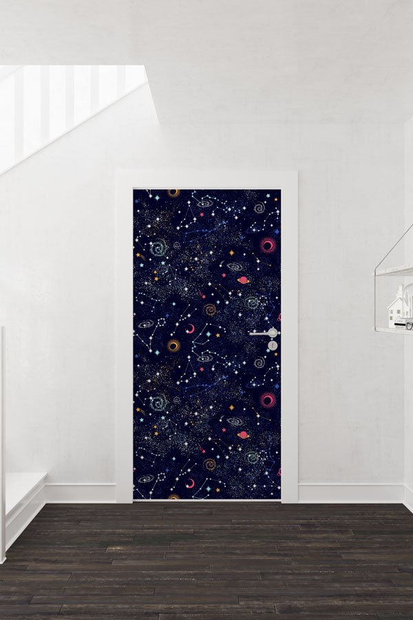 Galaksi ve Takımyıldız Temalı Okul Kapısı Giydirme - Bilim Sınıfları İçin 8564