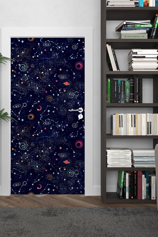 Galaksi ve Takımyıldız Temalı Okul Kapısı Giydirme - Bilim Sınıfları İçin 8564