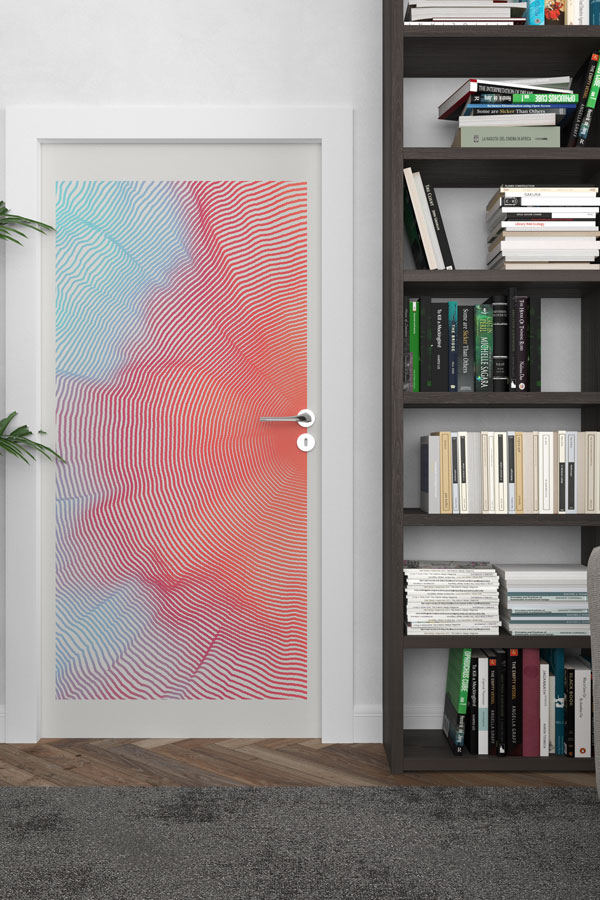 science-class-door-art-8612-02 Soyut Dalgalı Çizgiler Okul Kapısı Giydirme - Bilim ve Sanat Sınıfları İçin 8612