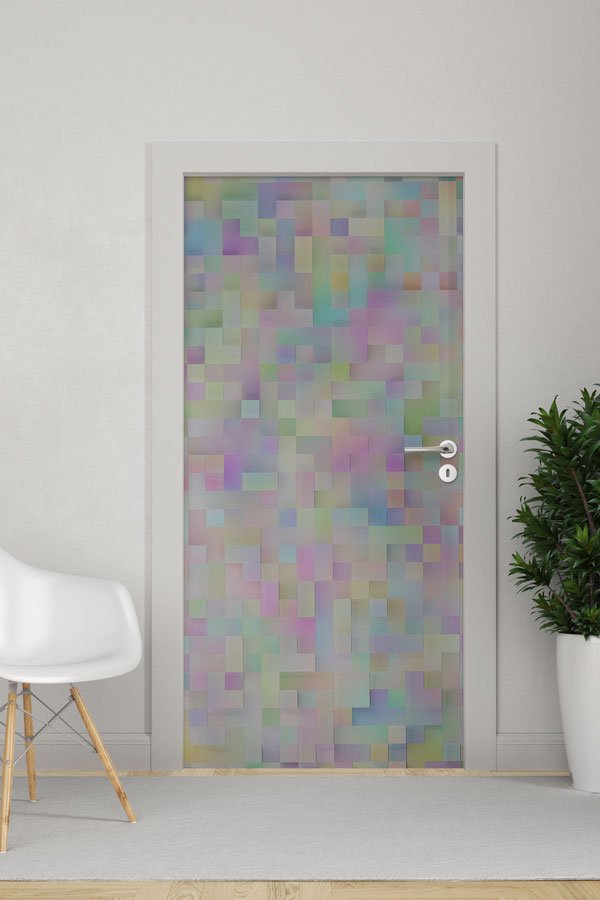 Mozaik Piksel Desenli Okul Kapısı Giydirme - Yaratıcı Sınıflar İçin 8614