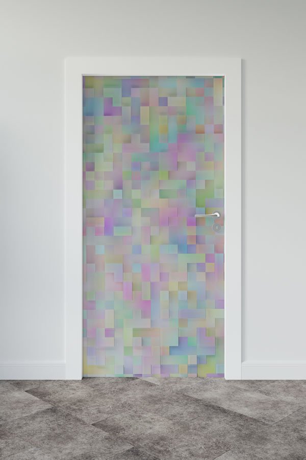 Mozaik Piksel Desenli Okul Kapısı Giydirme - Yaratıcı Sınıflar İçin 8614