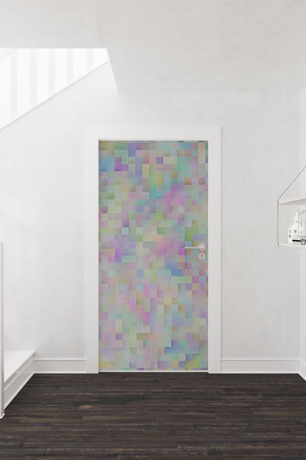 Mozaik Piksel Desenli Okul Kapısı Giydirme - Yaratıcı Sınıflar İçin 8614