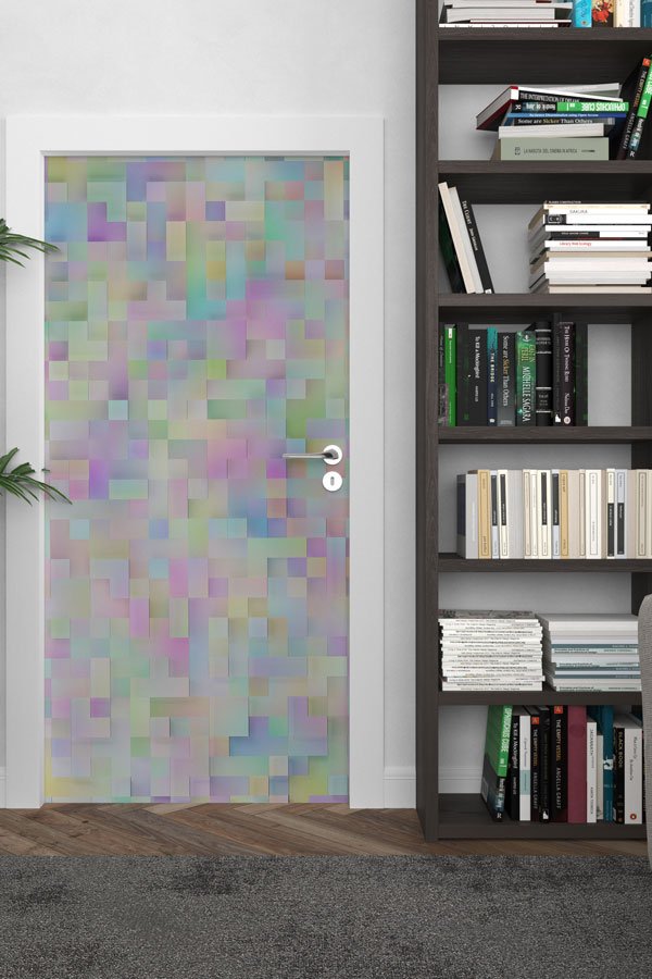 Mozaik Piksel Desenli Okul Kapısı Giydirme - Yaratıcı Sınıflar İçin 8614