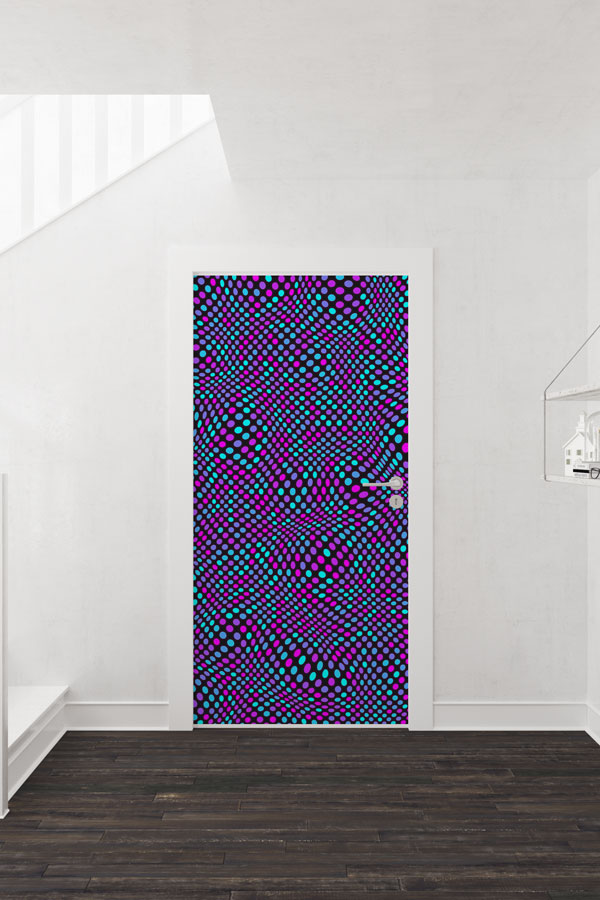 Op-Art Dalgalı Nokta Desenli Bilim/Matematik Sınıf Kapı Giydirme 8623