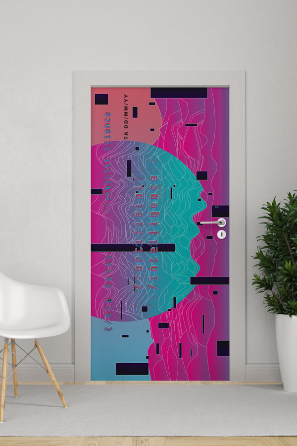 Soyut Zeka Temalı Kapı Giydirme 8549