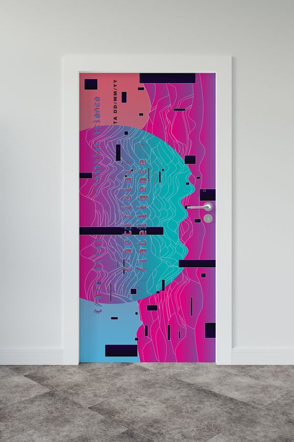 Soyut Zeka Temalı Kapı Giydirme 8549