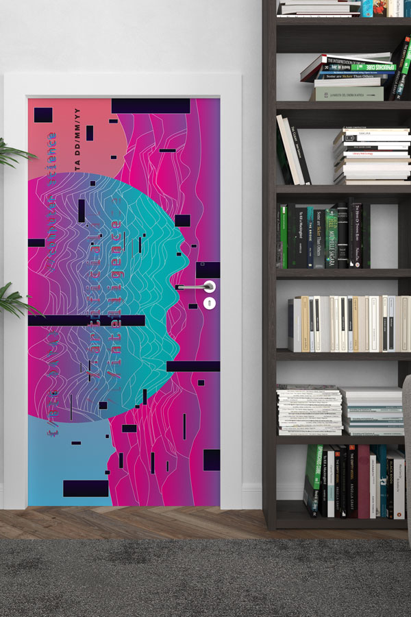 Soyut Zeka Temalı Kapı Giydirme 8549