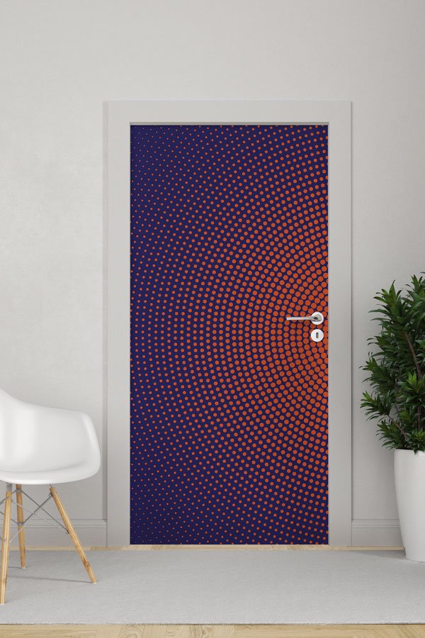 Halftone Nokta Geçişli Okul Kapısı Giydirme - Modern Sanat & Bilim Sınıfları İçin 8616