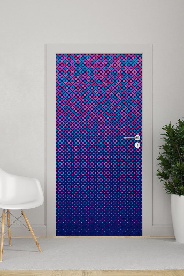 Renkli Nokta Geçişli Okul Kapısı Giydirme - Dinamik ve Eğlenceli Sınıflar İçin 8622