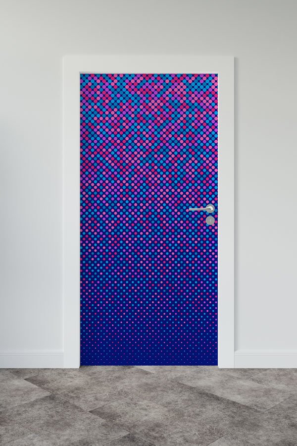 Renkli Nokta Geçişli Okul Kapısı Giydirme - Dinamik ve Eğlenceli Sınıflar İçin 8622