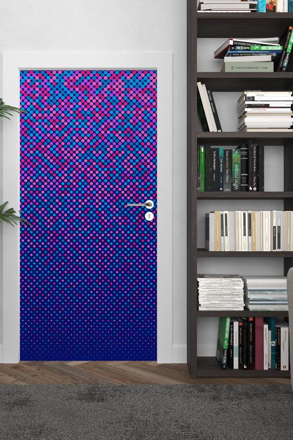 Renkli Nokta Geçişli Okul Kapısı Giydirme - Dinamik ve Eğlenceli Sınıflar İçin 8622