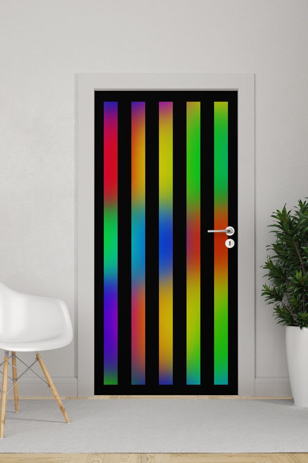 Gökkuşağı Şerit Desenli Okul Kapısı Giydirme - Canlı ve Eğlenceli Sınıflar İçin 8651