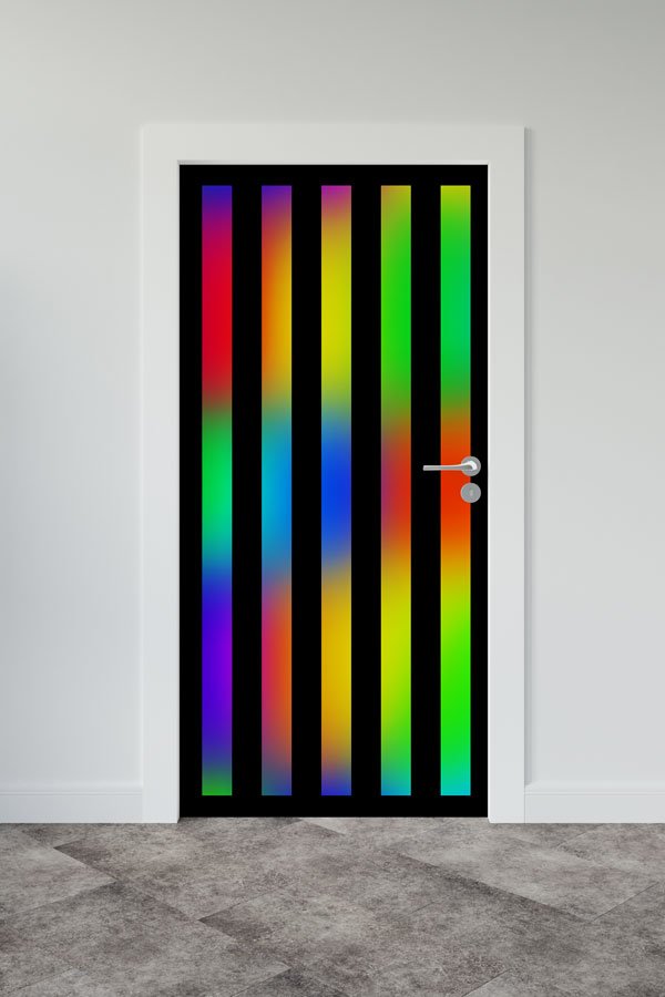 Gökkuşağı Şerit Desenli Okul Kapısı Giydirme - Canlı ve Eğlenceli Sınıflar İçin 8651