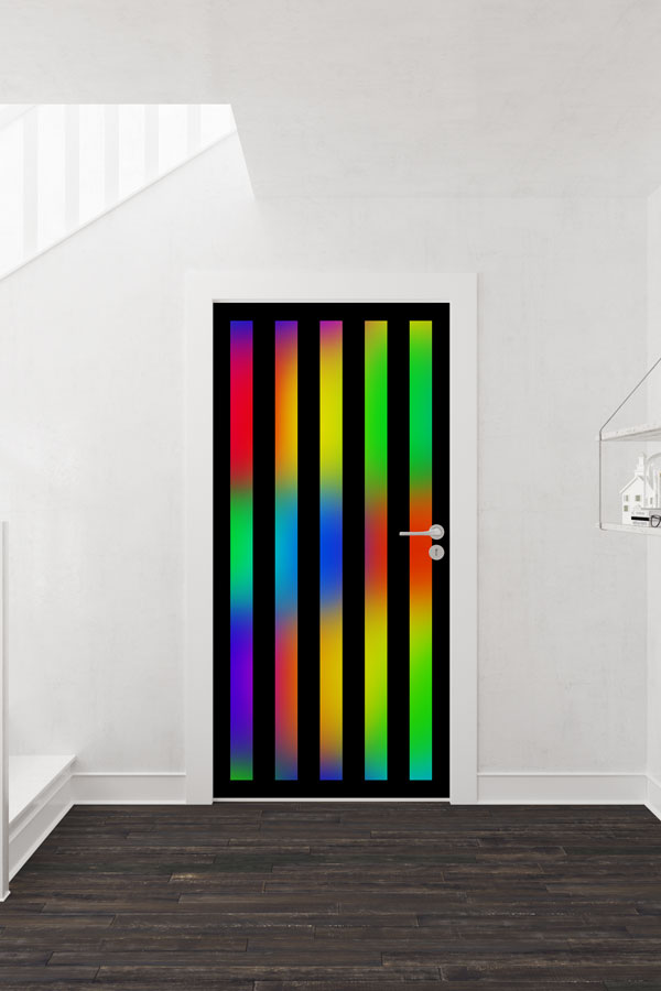 Gökkuşağı Şerit Desenli Okul Kapısı Giydirme - Canlı ve Eğlenceli Sınıflar İçin 8651