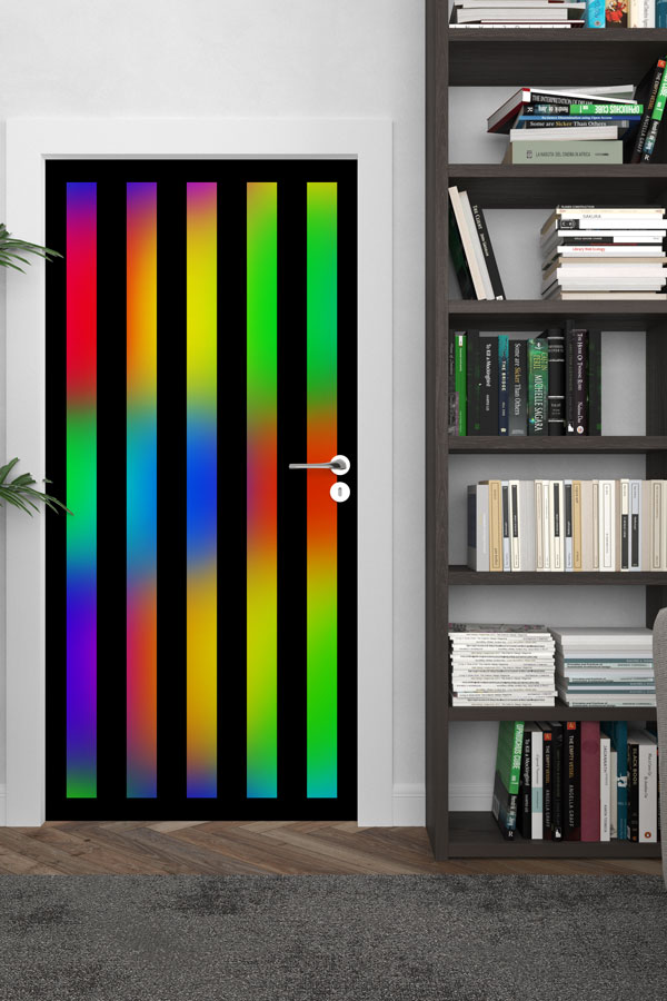 Gökkuşağı Şerit Desenli Okul Kapısı Giydirme - Canlı ve Eğlenceli Sınıflar İçin 8651