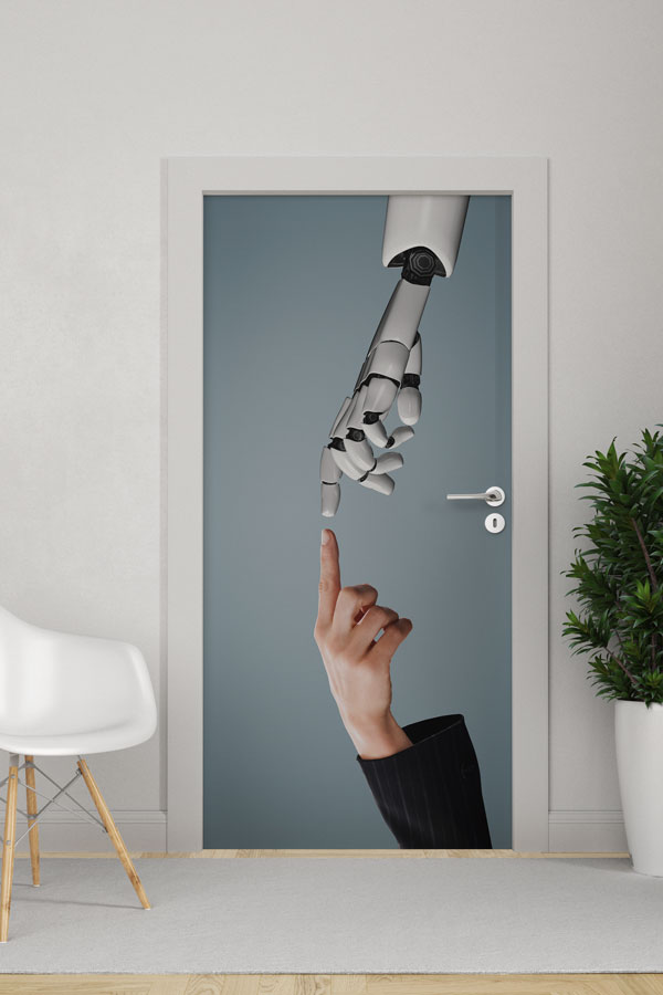 İnsan ve Robot Eli Temalı Kapı Giydirme 8540