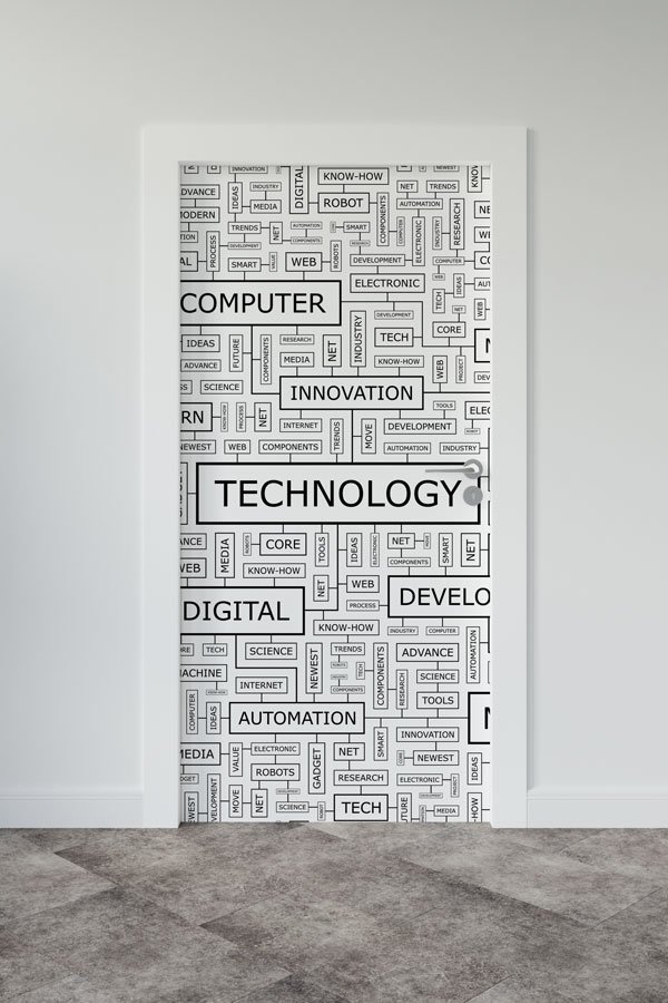 Teknoloji Kelime Bulutu Kapı Giydirme 8541