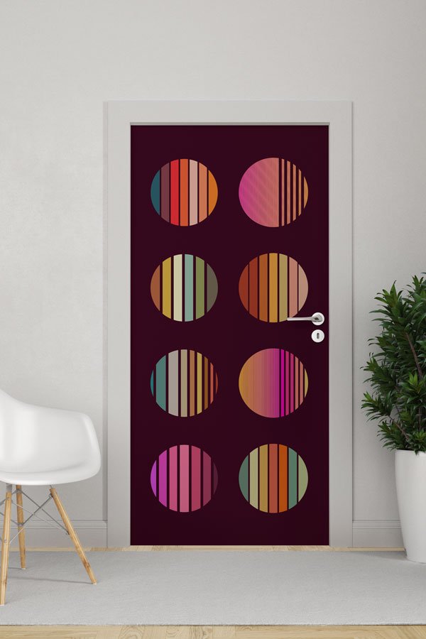 Soyut Renkli Daireler Okul Kapısı Giydirme - Yaratıcı Sanat & Fen Sınıfları İçin 8613