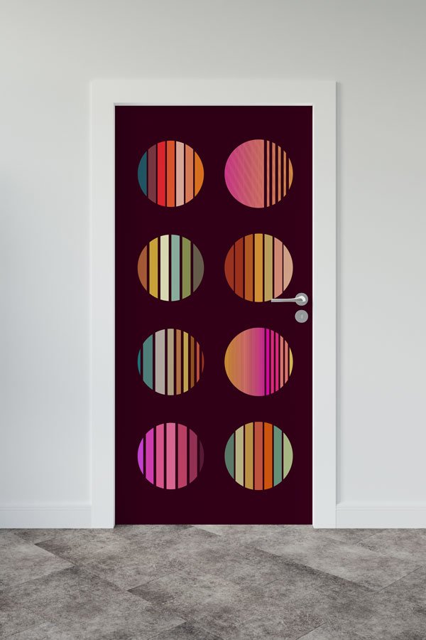 Soyut Renkli Daireler Okul Kapısı Giydirme - Yaratıcı Sanat & Fen Sınıfları İçin 8613