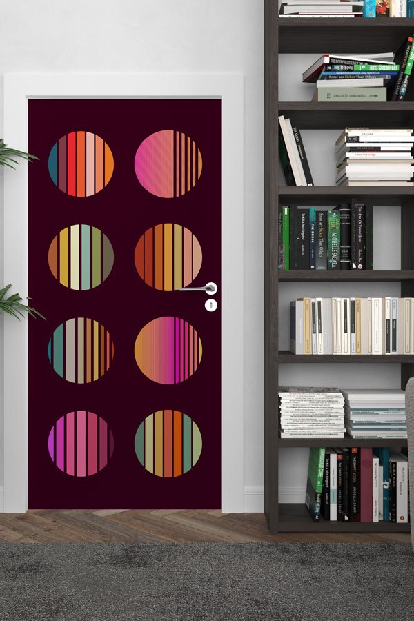 Soyut Renkli Daireler Okul Kapısı Giydirme - Yaratıcı Sanat & Fen Sınıfları İçin 8613