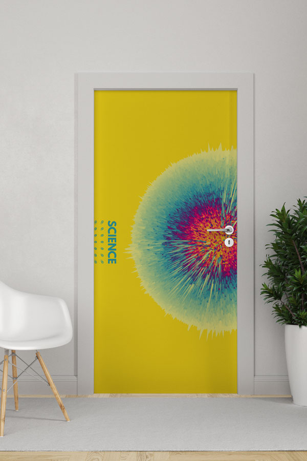 Soyut Bilim Patlaması Temalı Okul Kapısı Giydirme - Fen & İnovasyon Sınıfları İçin 9287