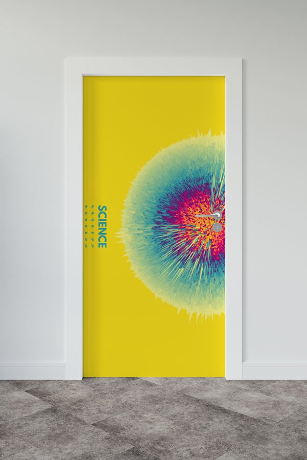 Soyut Bilim Patlaması Temalı Okul Kapısı Giydirme - Fen & İnovasyon Sınıfları İçin 9287