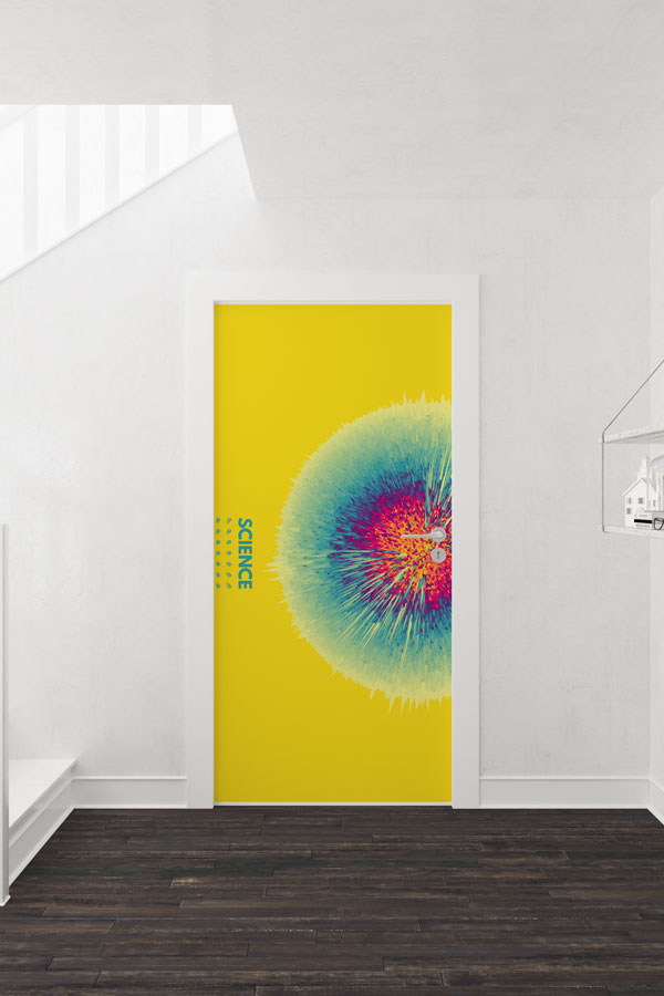 Soyut Bilim Patlaması Temalı Okul Kapısı Giydirme - Fen & İnovasyon Sınıfları İçin 9287