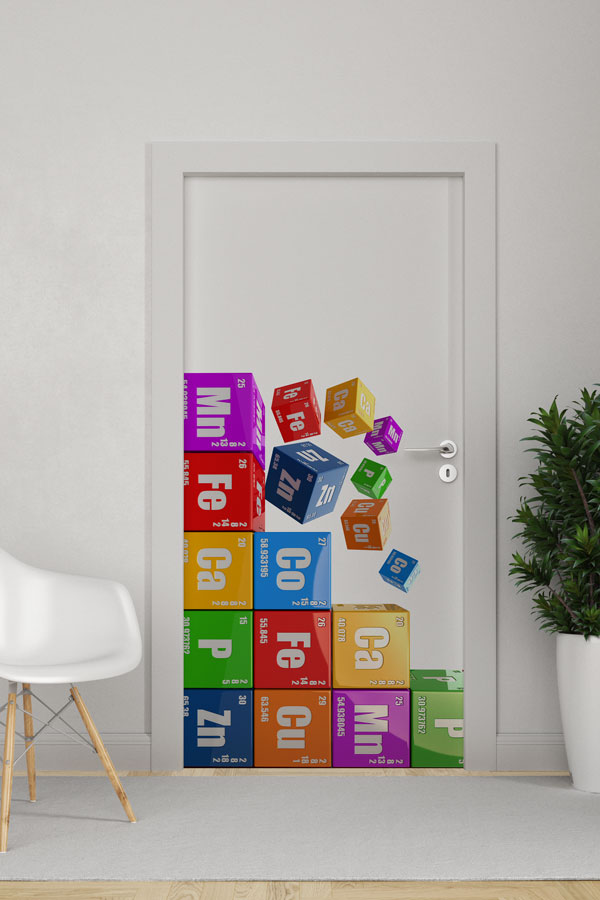 science-class-door-design-9291-0 Periyodik Tablo Element Küpleri Okul Kapısı Giydirme - Kimya ve Fen Sınıfları 9291