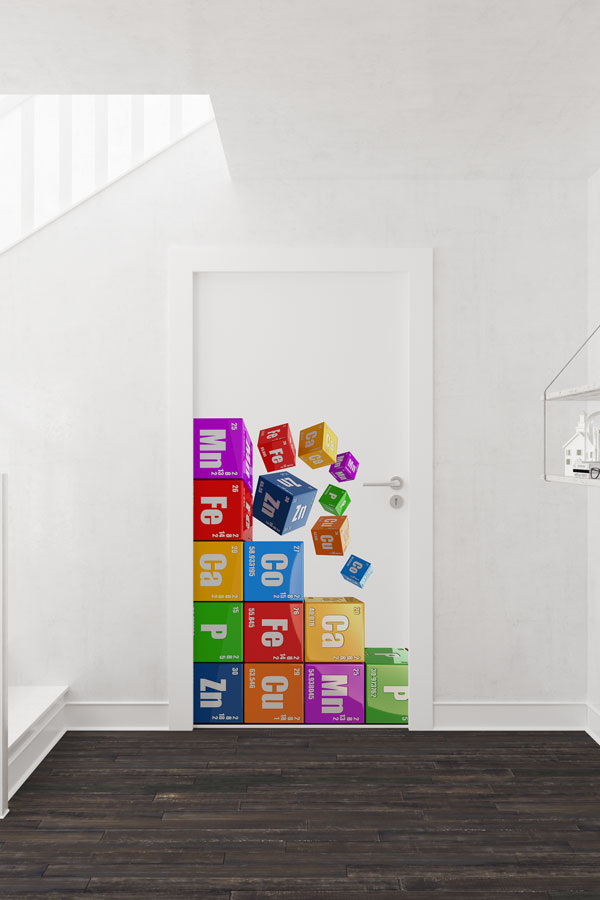 science-class-door-design-9291-01 Periyodik Tablo Element Küpleri Okul Kapısı Giydirme - Kimya ve Fen Sınıfları 9291