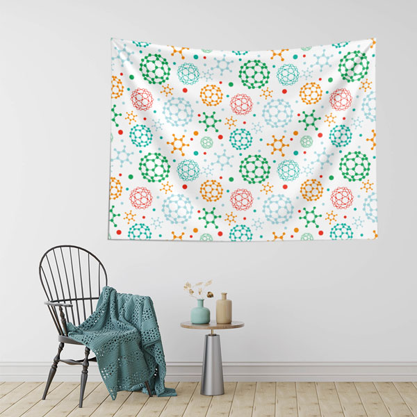 Moleküler Desenli Bilim Duvar Örtüsü - Kimya ve Mikrobiyoloji Temalı 8225