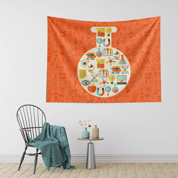 Bilim Temalı İkon Çerçeveli Duvar Örtüsü - Laboratuvar ve Eğitim 8230