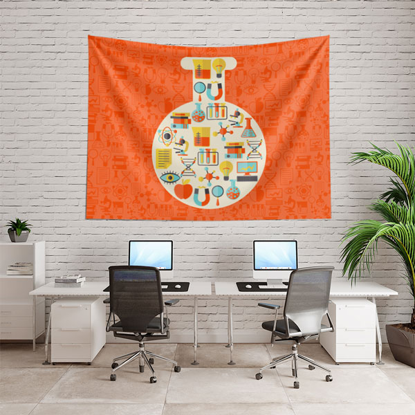 Bilim Temalı İkon Çerçeveli Duvar Örtüsü - Laboratuvar ve Eğitim 8230