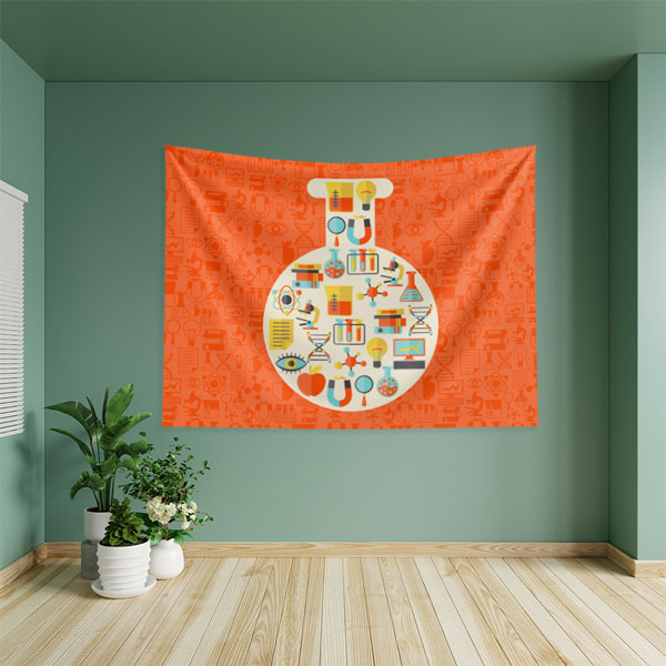 Bilim Temalı İkon Çerçeveli Duvar Örtüsü - Laboratuvar ve Eğitim 8230