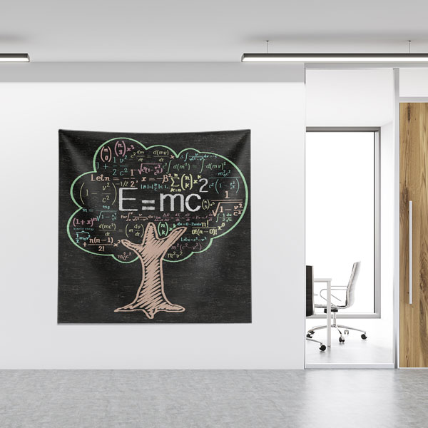 Kara Tahta Üzerinde Bilim Ağacı Duvar Örtüsü - Matematik ve Fizik Temalı 8516