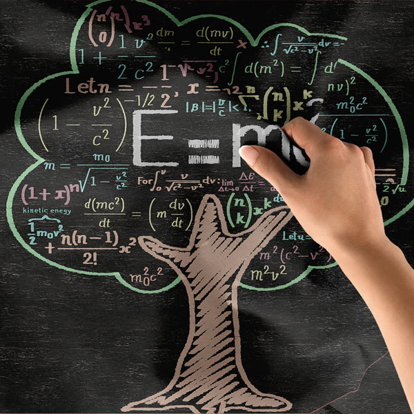 Kara Tahta Üzerinde Bilim Ağacı Duvar Örtüsü - Matematik ve Fizik Temalı 8516