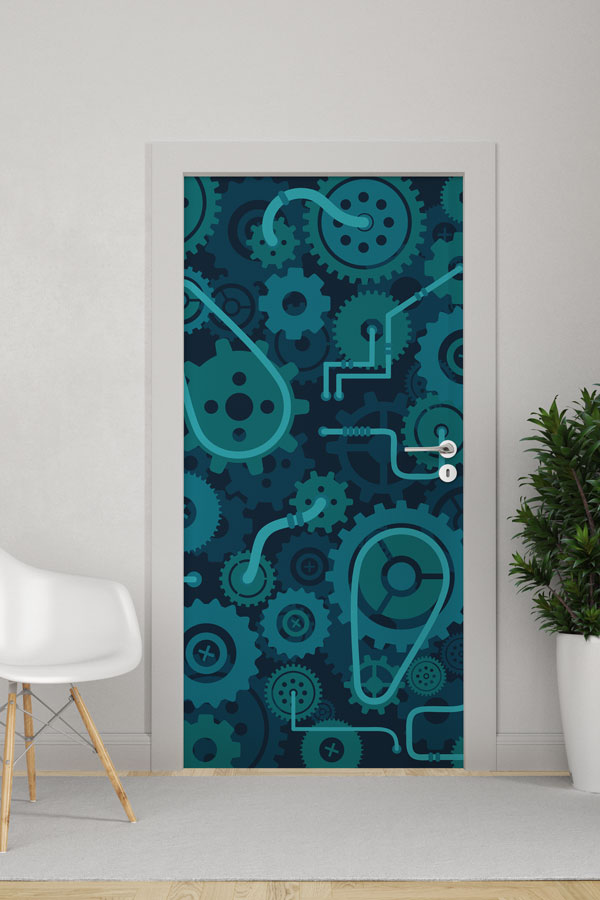 Dişli Mekanizma Temalı Kapı Giydirme 8537