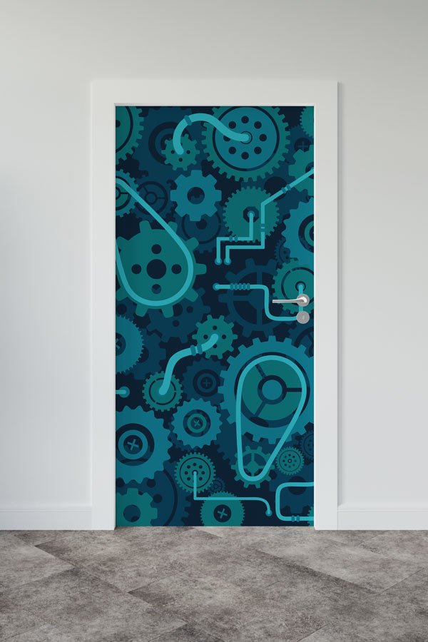 Dişli Mekanizma Temalı Kapı Giydirme 8537