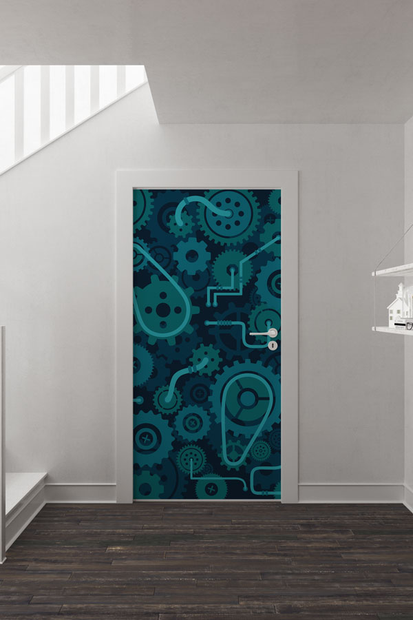 Dişli Mekanizma Temalı Kapı Giydirme 8537