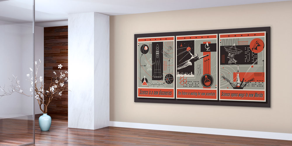 Retro Bilim ve Uzay Keşifleri Posteri Seti - Fen Sınıfı Duvar Dekoru 10211