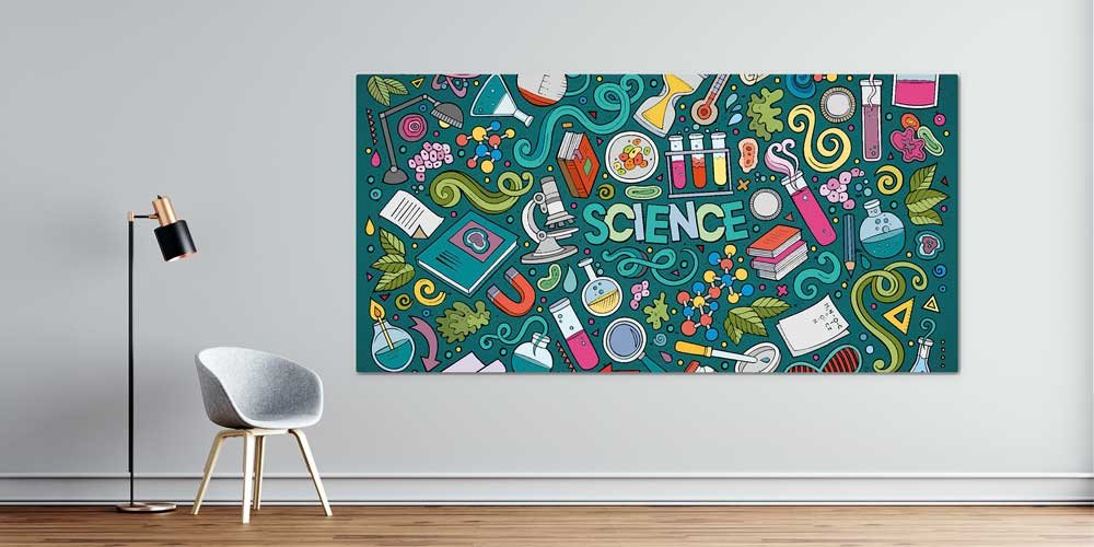 science-class-wall-decor-10213-00 Bilim Temalı Doodle Sanat Posteri - Fen Sınıfı ve Laboratuvar Dekoru 10213