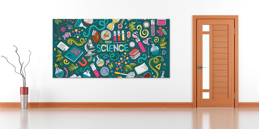 Bilim Temalı Doodle Sanat Posteri - Fen Sınıfı ve Laboratuvar Dekoru 10213