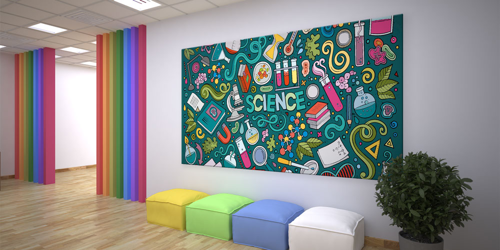 Bilim Temalı Doodle Sanat Posteri - Fen Sınıfı ve Laboratuvar Dekoru 10213